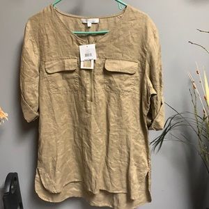 Women’s Company Ellen Tracy sz L khaki‎ blouse new with tags